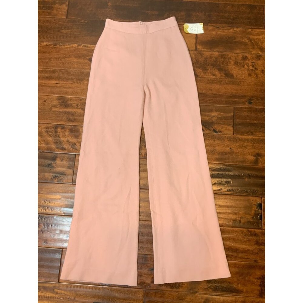 Brandon Maxwell Pink Crepe Flare Wide Leg Pants, Size 2